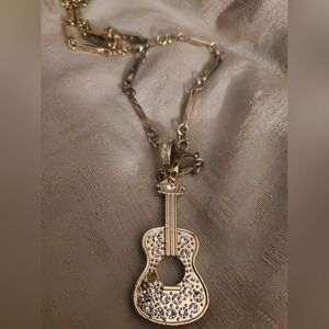 Necklace Guitar Diamond Goldtone Hip Hop Jewelry Unisex
